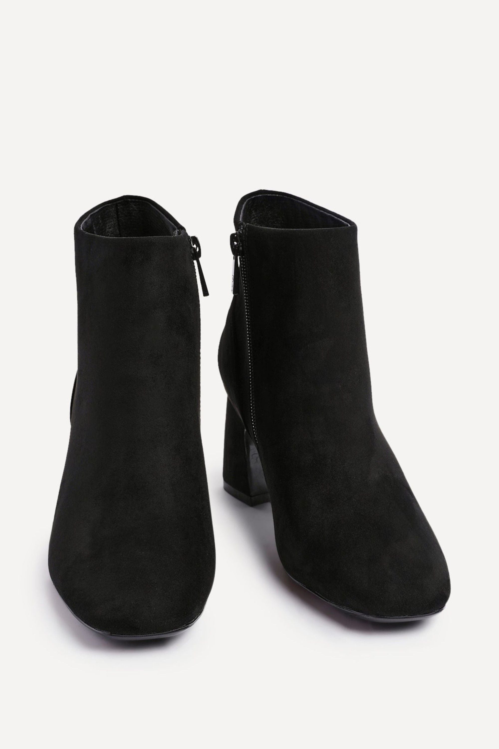 Linzi Cove Black Faux Suede Soft Square Toe Block Heel Ankle Boot image 3