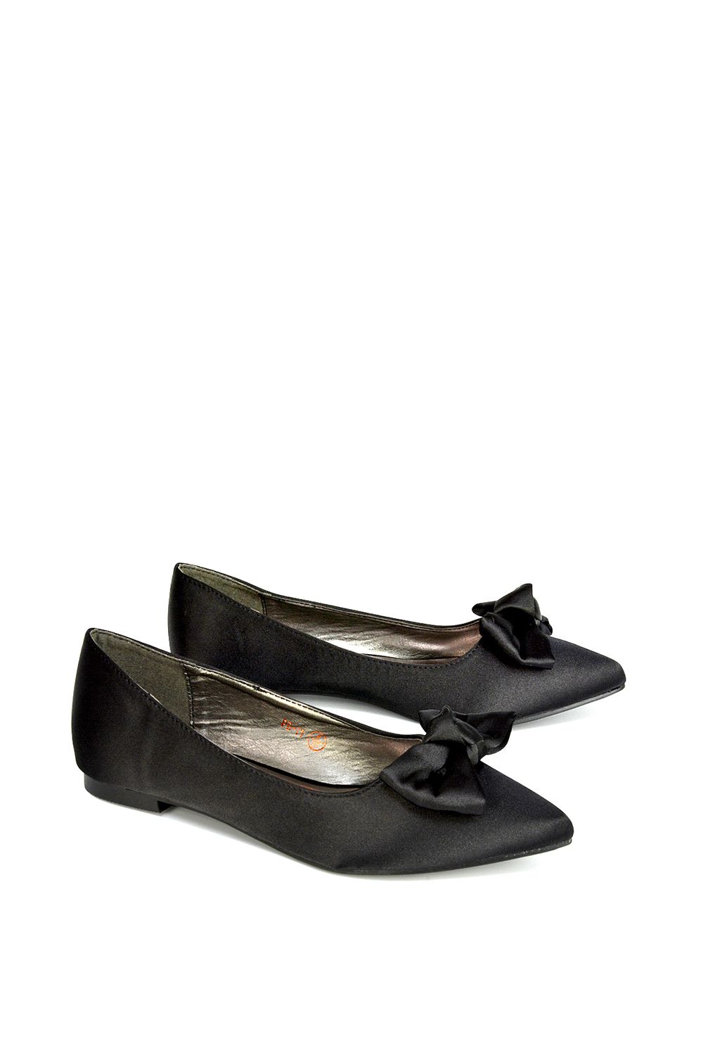 XY London 'Cally' Bow Detail Pointed Toe Ballerina Bridal Pump Shoes image 3