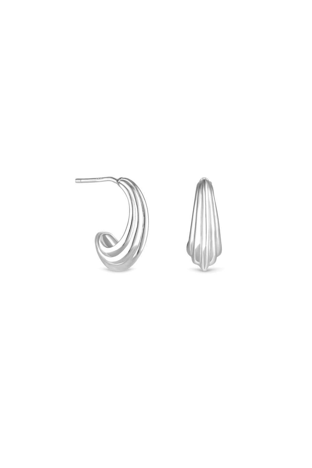 Simply Silver Sterling Silver 925 Polished Ridged Hoop Earrings image 1