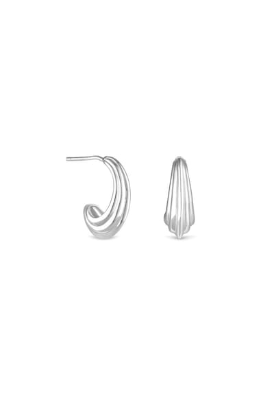 Simply Silver Sterling Silver 925 Polished Ridged Hoop Earrings