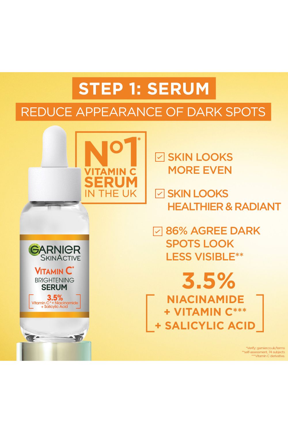 Garnier Vitamin C* Brightening Routine - Serum + Daily UV Glow Fluid Multi image 4