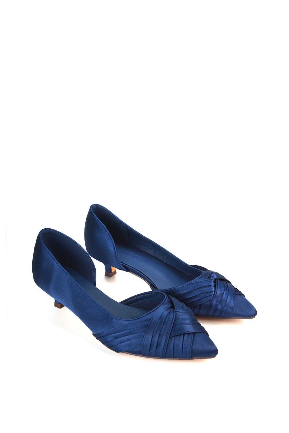 XY London 'Freya' Pointed Toe Kitten Low Heel Classic Bridal Shoe Pumps image 5