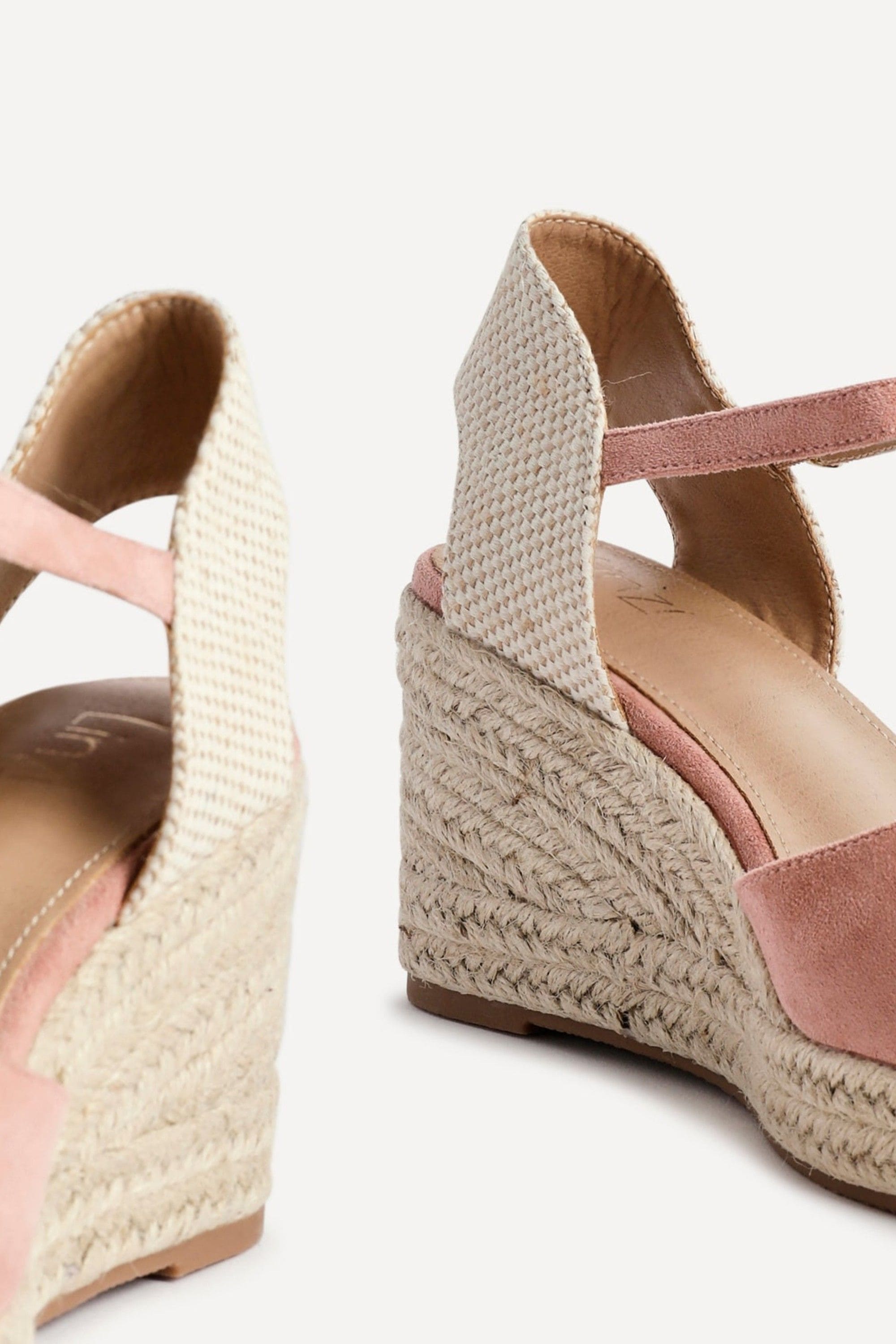 Linzi Present Dusky Pink Faux Suede Closed-Toe And Open Back Espadrille Wedge image 5