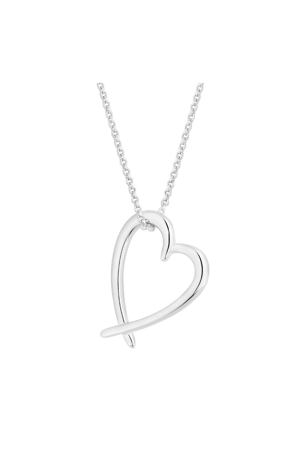 Simply Silver Sterling Silver 925 Open Heart Pendant Necklace image 1