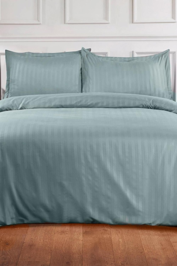 OHS Satin Stripe Duvet Cover with Pillowcase Set