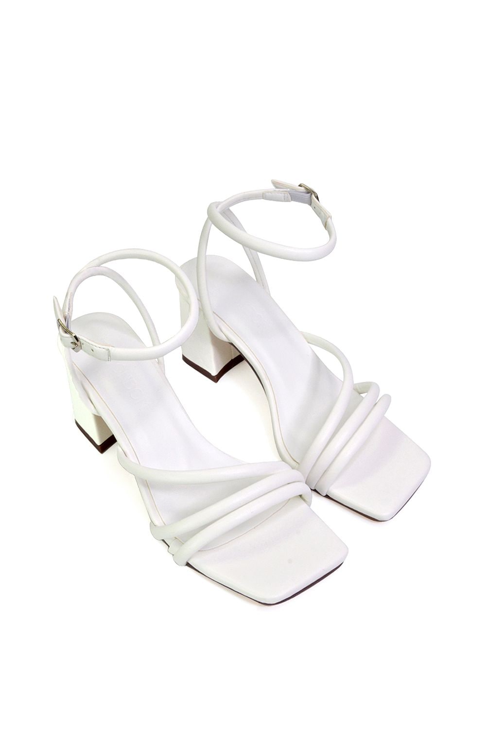 XY London 'Trixie' Square Toe Buckle Up Ankle Strappy Mid Block Heel Sandals image 5