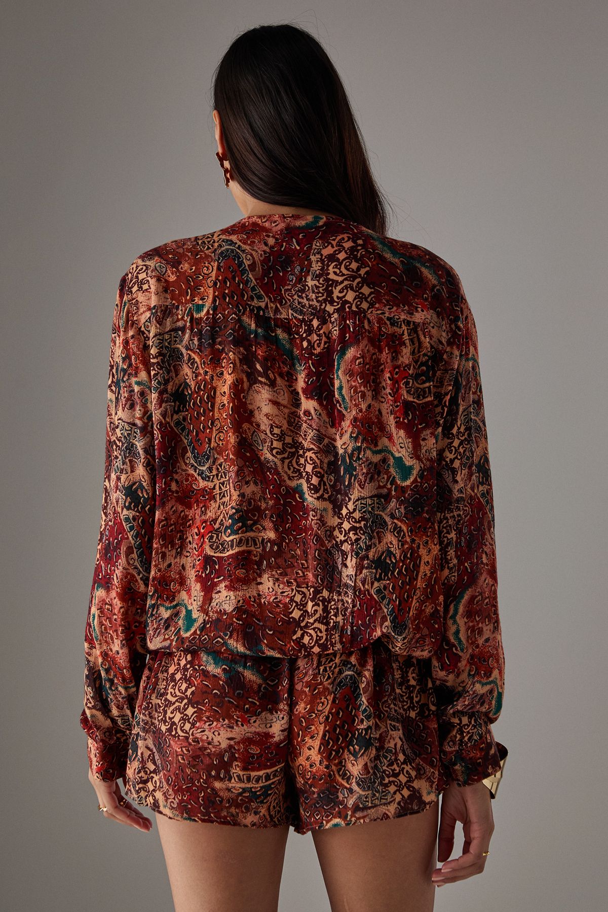 Warehouse HCD Cheesecloth Drop Waist Playsuit Multi image 3