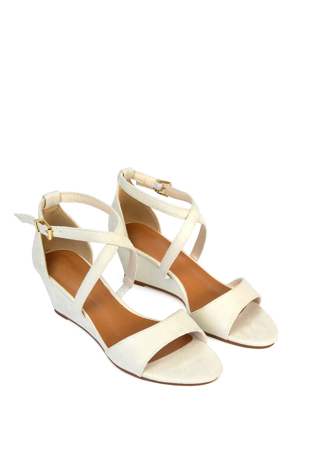 XY London 'Kylie' Strappy Mid Wedge Heel Shoes With Ankle Strap image 4