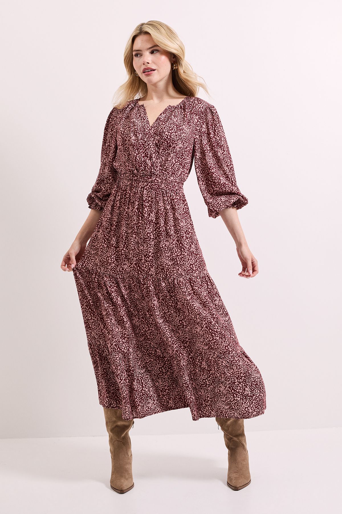 Dorothy Perkins Animal Wrap Front Tiered Skirt Midaxi Dress Animal