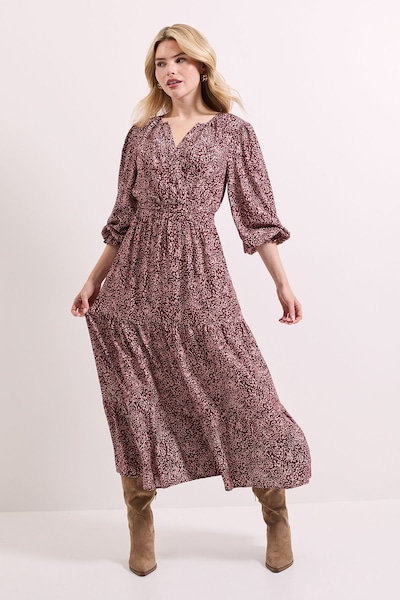 Dorothy Perkins Animal Wrap Front Tiered Skirt Midaxi Dress Animal