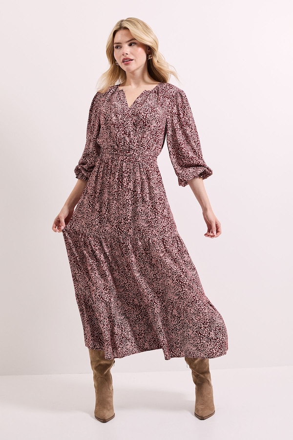 Dorothy Perkins Animal Wrap Front Tiered Skirt Midaxi Dress Animal