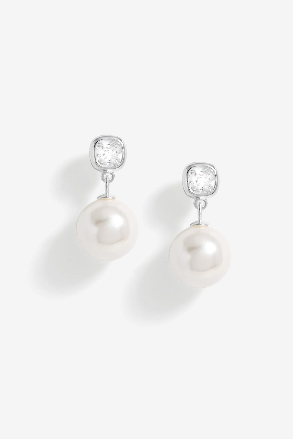 Simply Silver Sterling Silver 925 Cubic Zirconia and Pearl Drop Earrings image 1