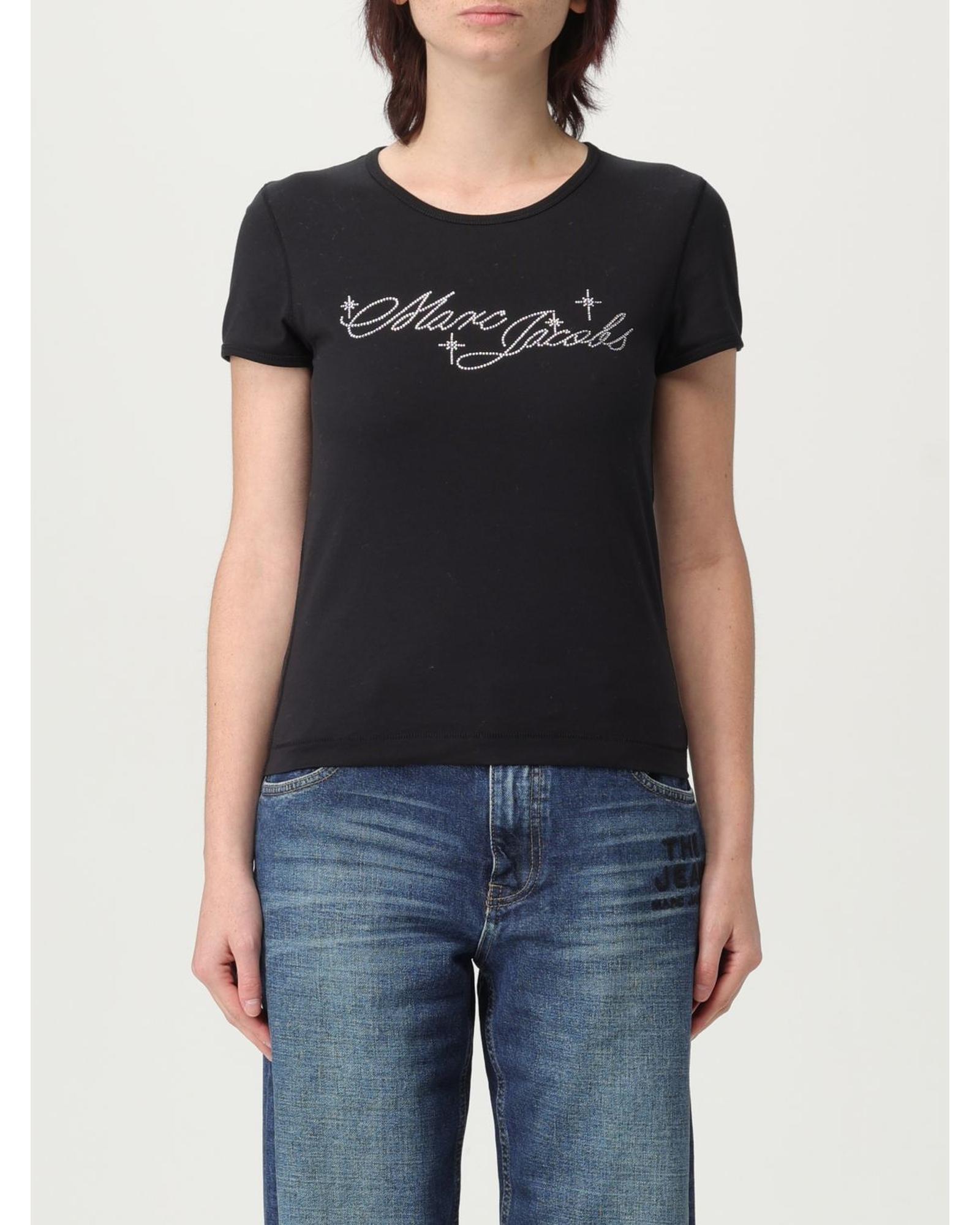 Marc Jacobs Rhinestone Logo TShirt Wo - Black