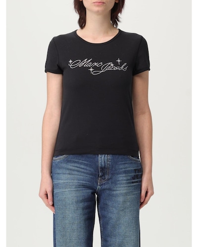 Marc Jacobs Rhinestone Logo TShirt Wo - Black