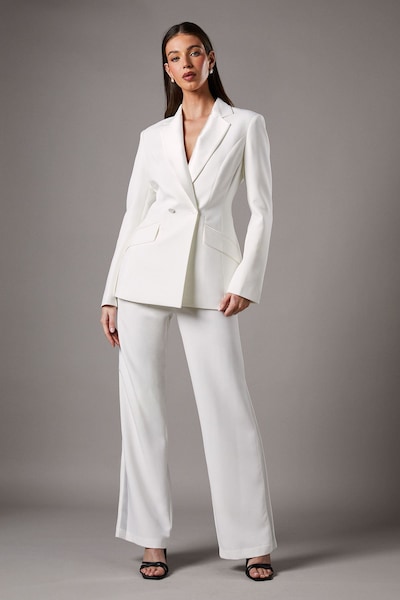 Coast Satin Panel Wide Leg Trouser White