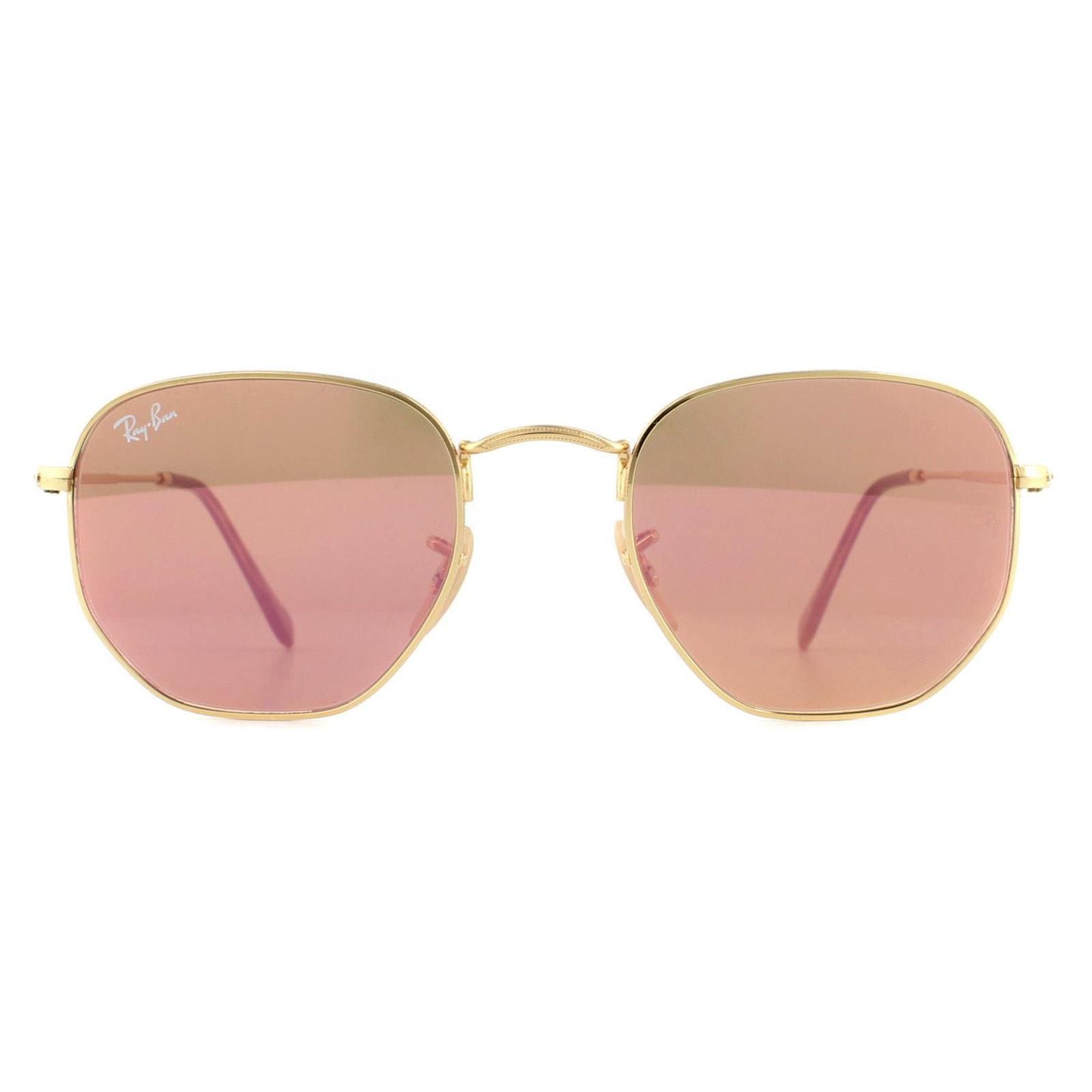 Ray-Ban Square Gold Copper Flash Mirror Sunglasses image 1