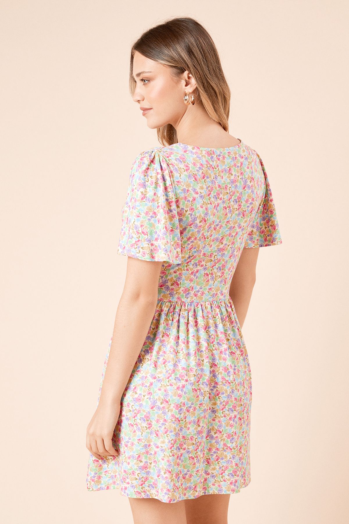 Dorothy Perkins Ditsy Tie Front Mini Dress Multi image 5