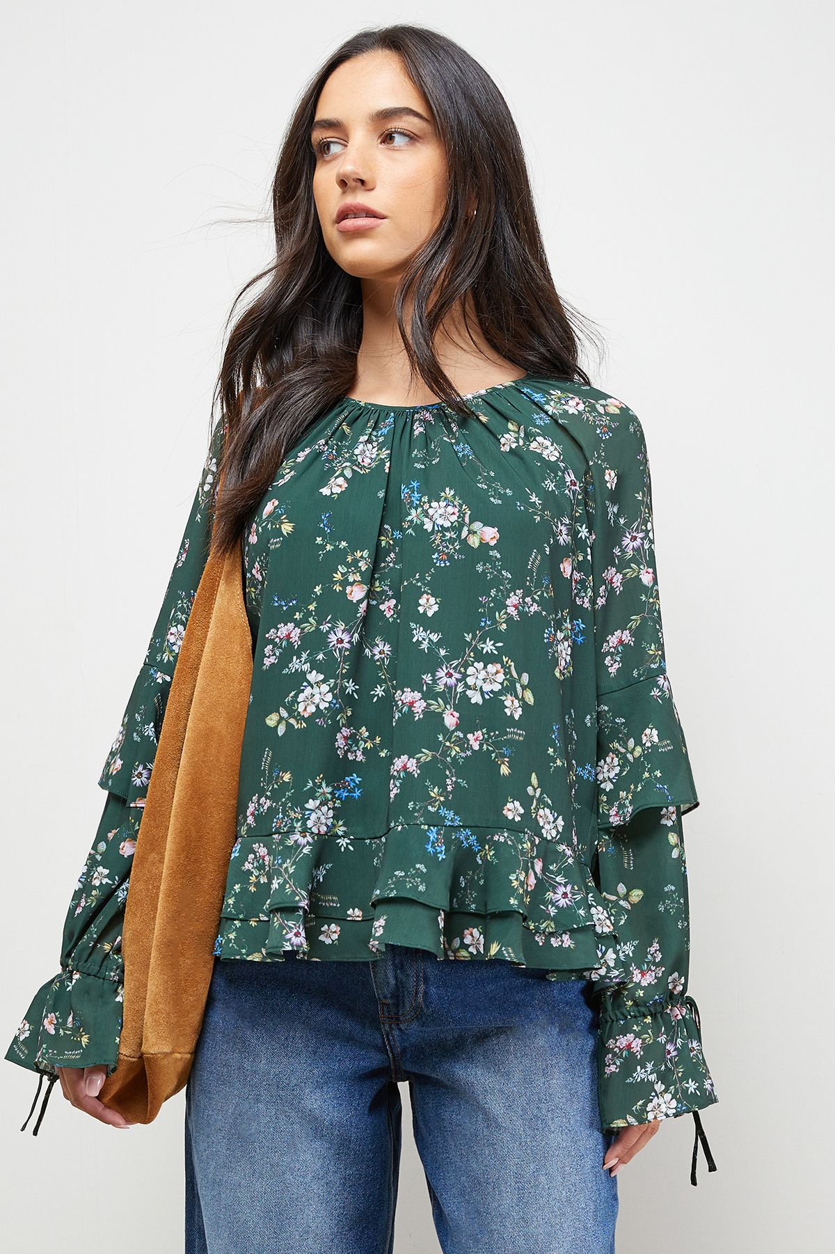 Oasis Boho Ruffle Top Floral image 1