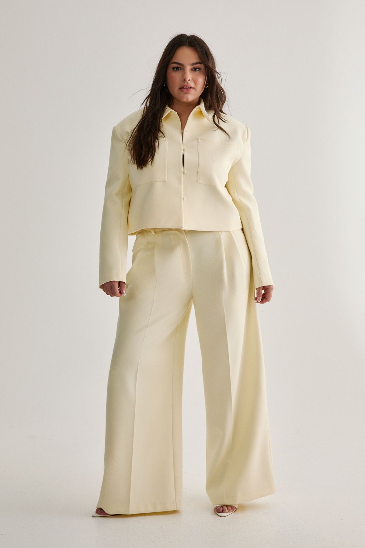 NastyGal Plus Tailored Trucker Jacket Butter image 3