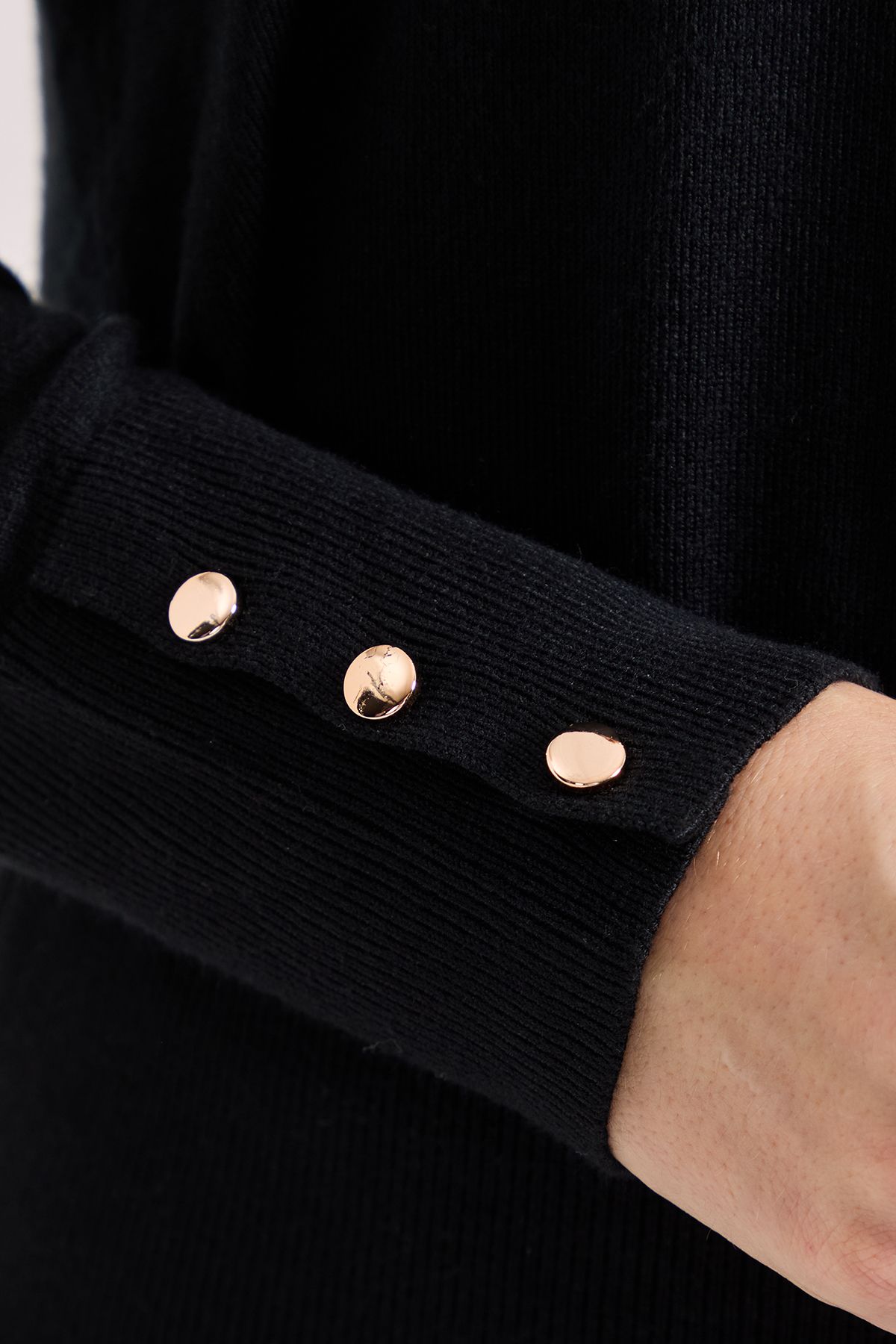 Dorothy Perkins Black Crew Neck Button Cuff Jumper Black image 5