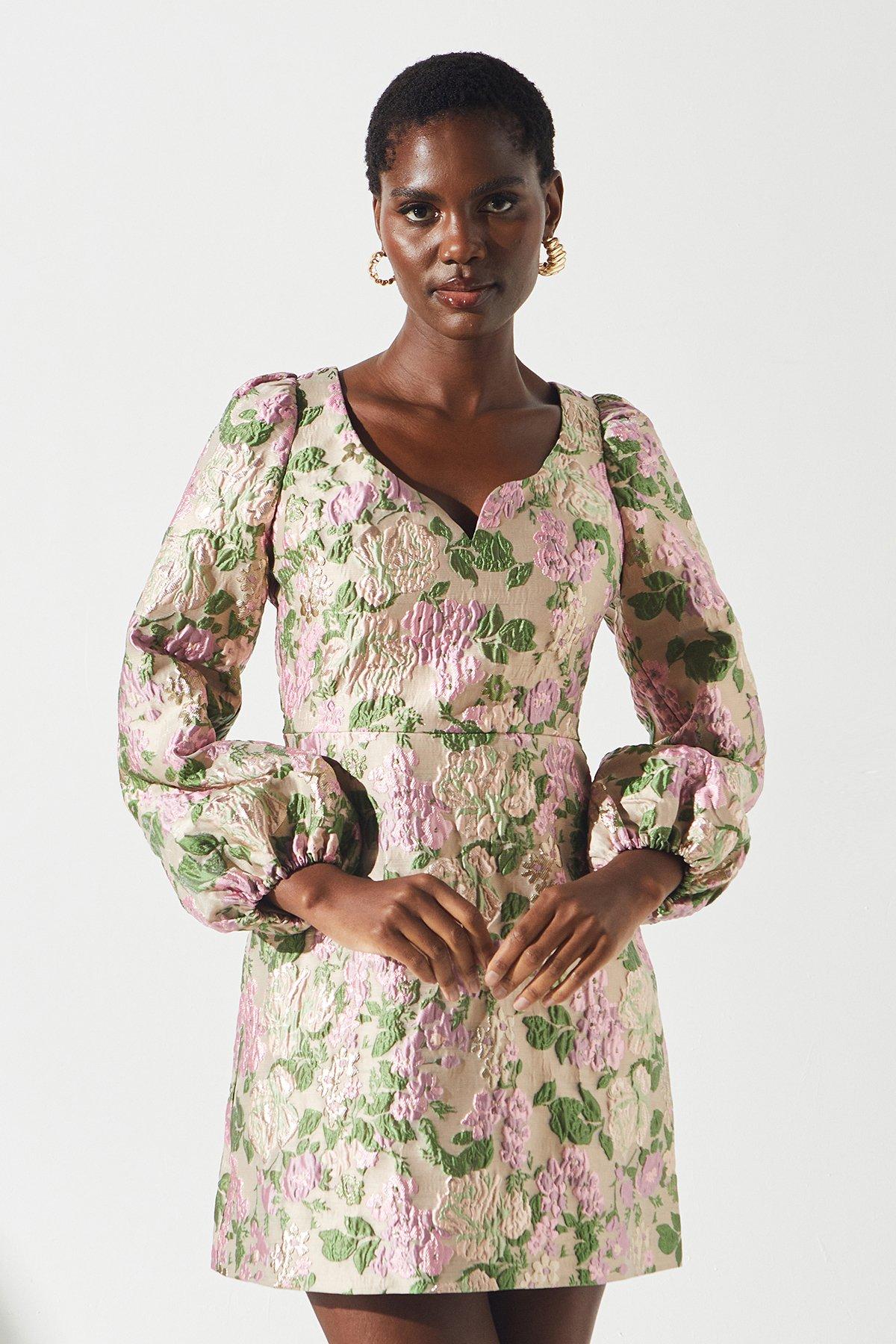 Coast Metallic Floral Jacquard Mini Dress Multi image 2