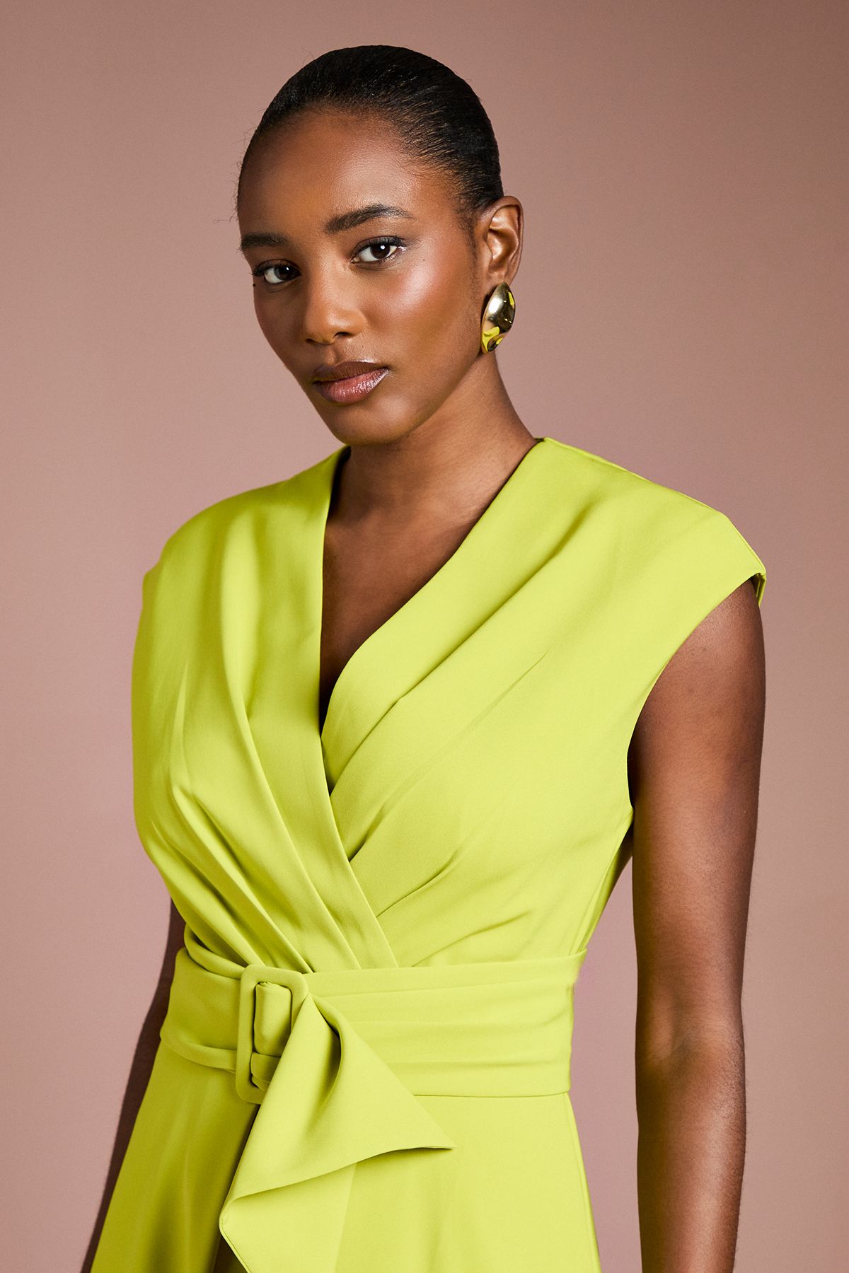 Coast Belted Crepe Dress Lime image 4