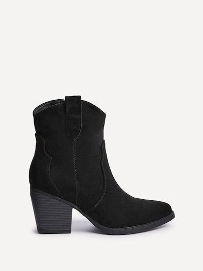 Linzi Jessie Black Faux Suede Western Ankle Boot