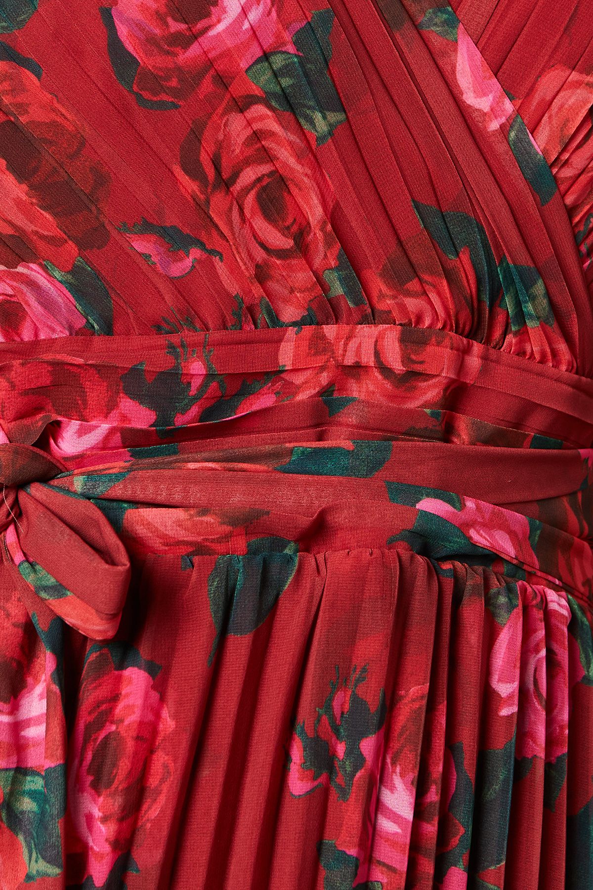 Oasis Floral Printed Pleated Asymmetric Tiered Maxi Dress Pink image 5