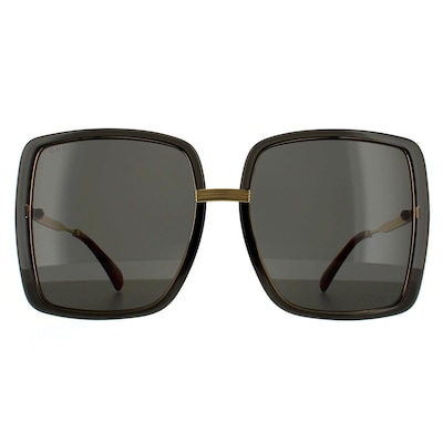 Gucci Square Grey Crystal and Gold Grey Sunglasses