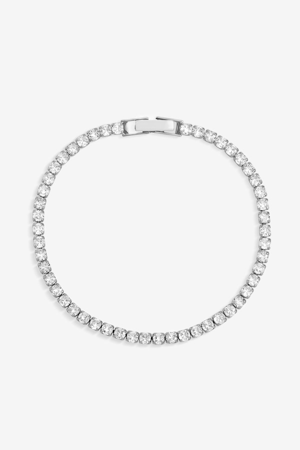 Jon Richard Rhodium Plated and Cubic Zirconia Round Tennis Bracelet