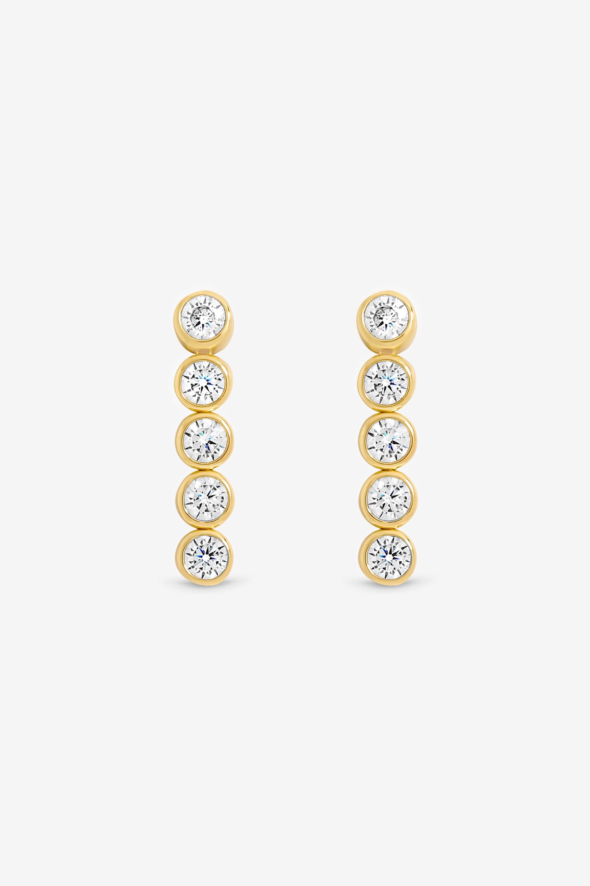 Jon Richard 14K Gold Plated and Crystal Cubic Zirconia Tennis Earrings - Gift Box image 2