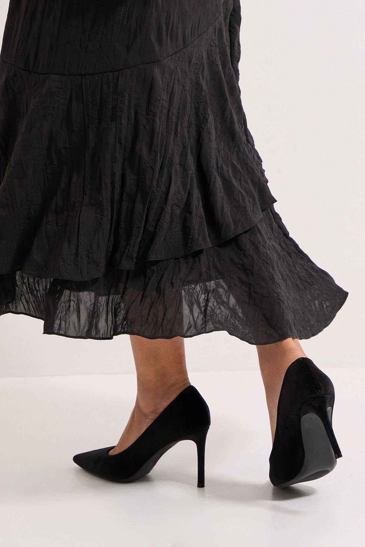 Dorothy Perkins Dash Velvet Pointed High Stiletto Heel Court Shoes Black image 4