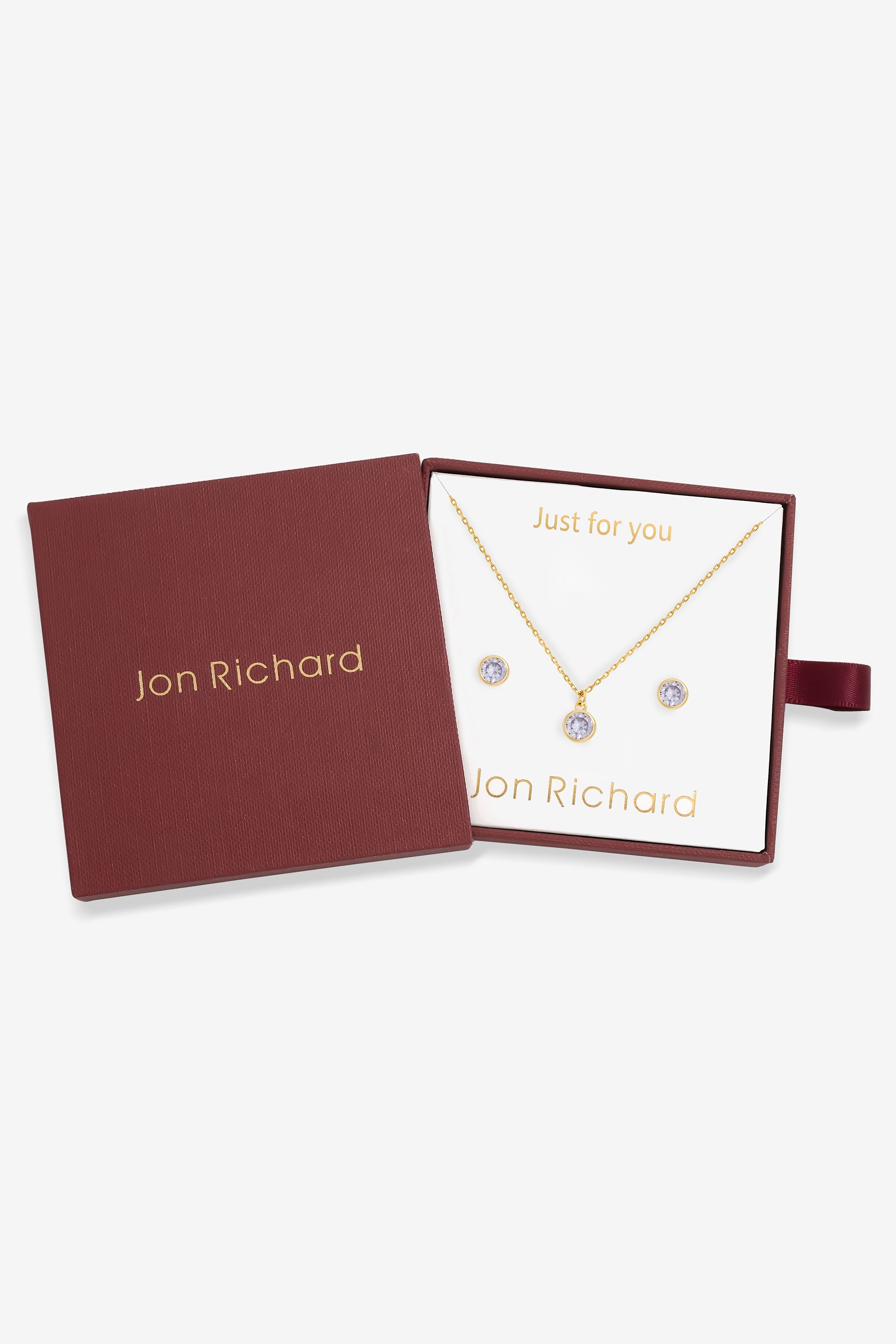 Jon Richard 14Ct Real Gold Plated Birthstone Bezel Set - February - Gift Boxed image 1