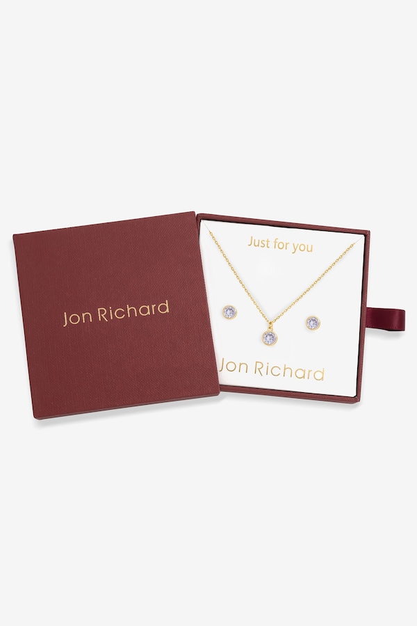 Jon Richard 14Ct Real Gold Plated Birthstone Bezel Set - February - Gift Boxed