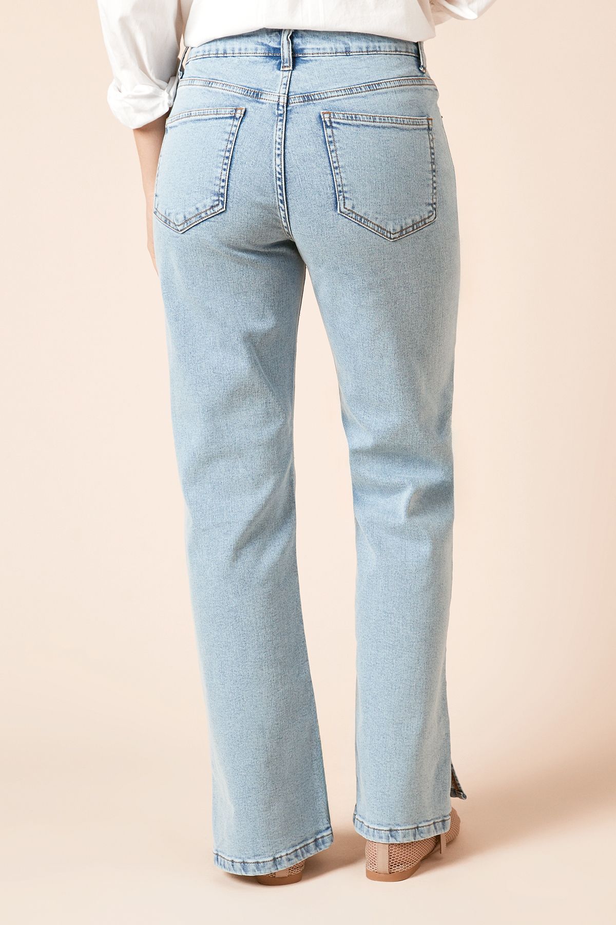 Dorothy Perkins Straight Leg Jean With Side Split Light Wash image 3