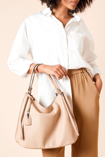 Dorothy Perkins Stockholm Faux Leather Slouch Shoulder Bag With Crossbody Strap Taupe