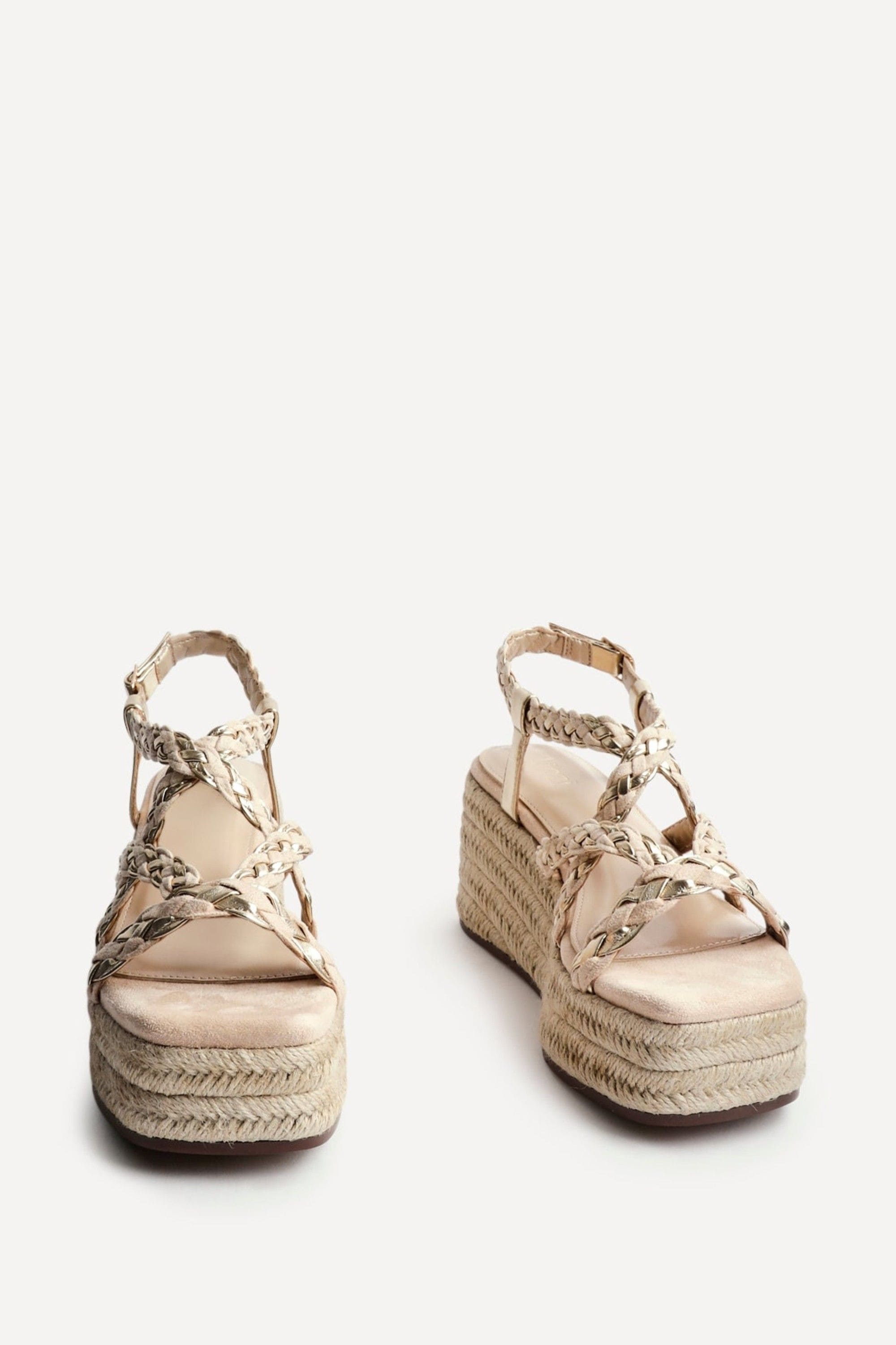 Linzi Mimosa Nude Faux Suede Plaited Flatform Wedge image 3