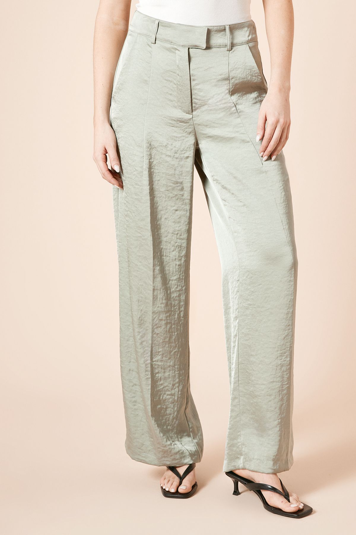 Dorothy Perkins Tailored Satin Straight Leg Trouser Mint image 2