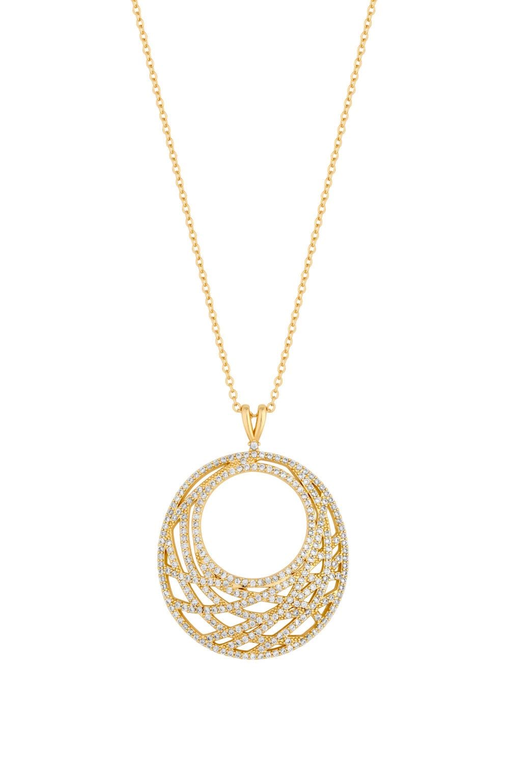 Inicio 14K Real Gold Plated Recycled Cubic Zirconia Contemporary Open Pendant Necklace - Gift Pouch image 1