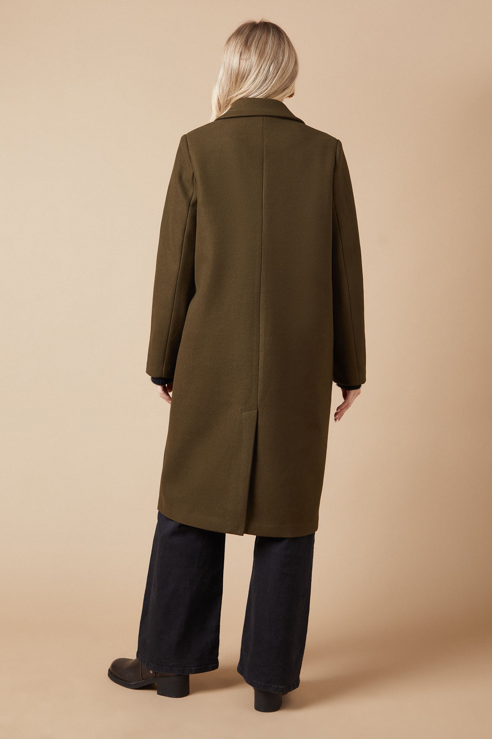 Oasis Longline Faux Wool Blazer Coat Forest image 3
