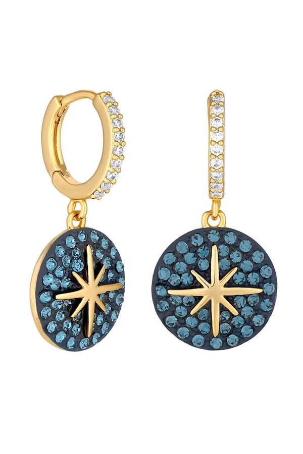Jon Richard Gold Plated Blue Star Disk Earrings