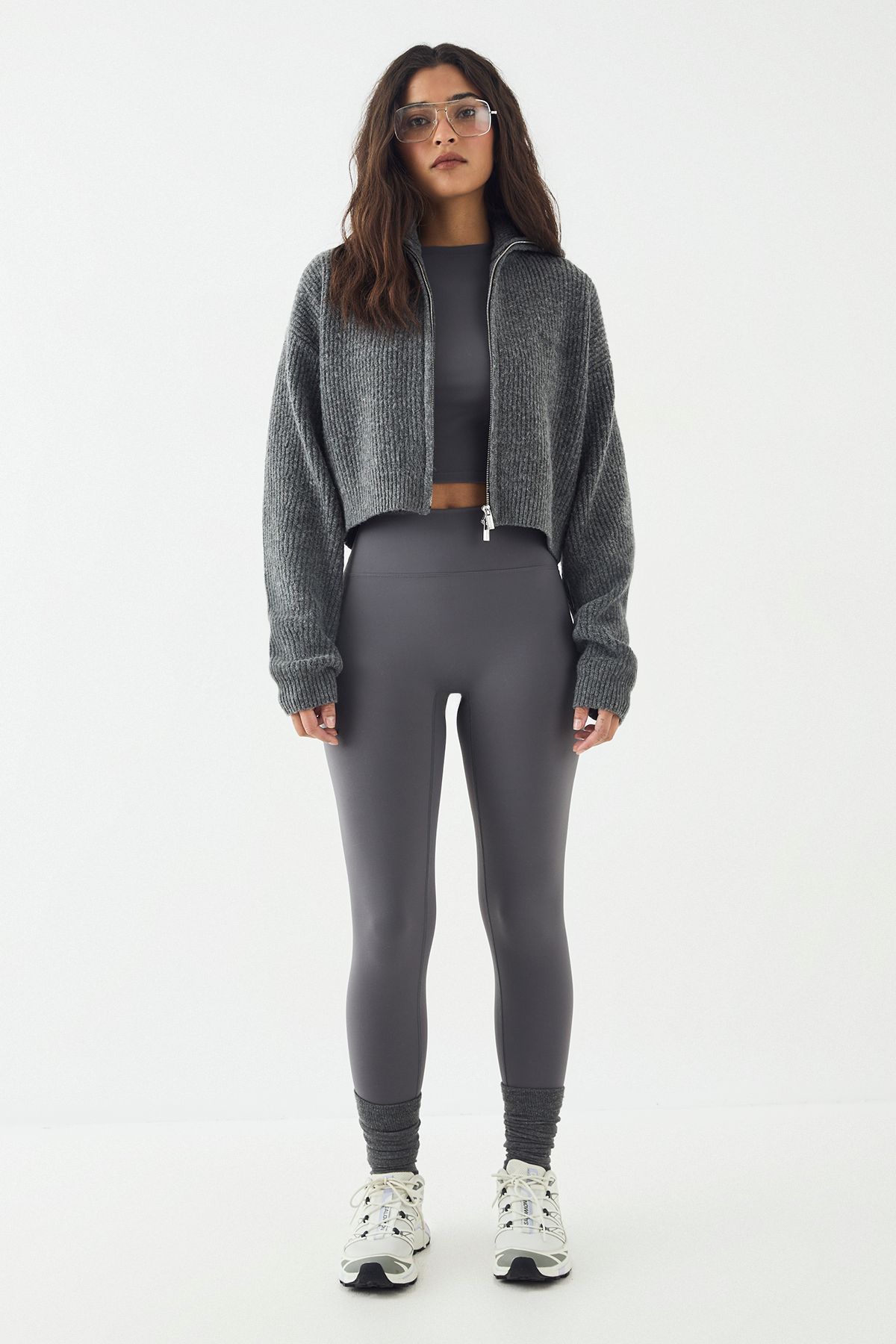 DSGN Studio DSGN Studio Double Zip Through Knitted Jumper Charcoal image 5