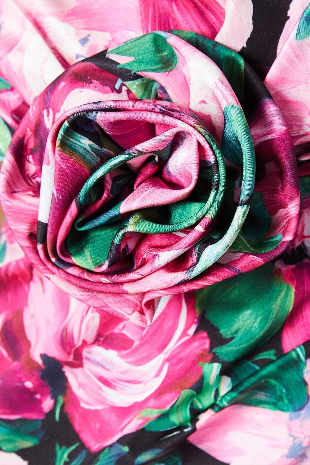 Coast Rose Detail Satin Midi Dress Pink image 5