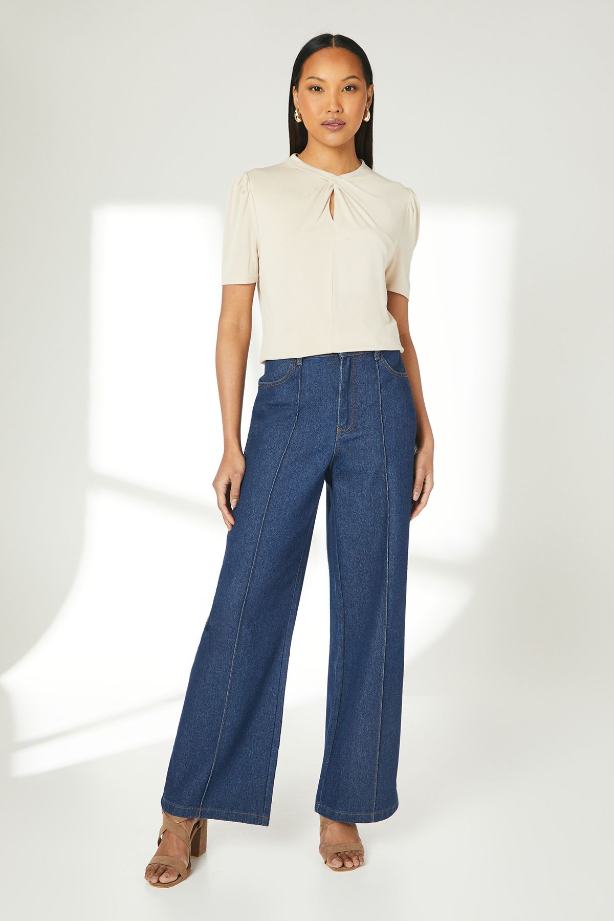 Principles Camel Twisted Neck Jersey Top Camel image 2