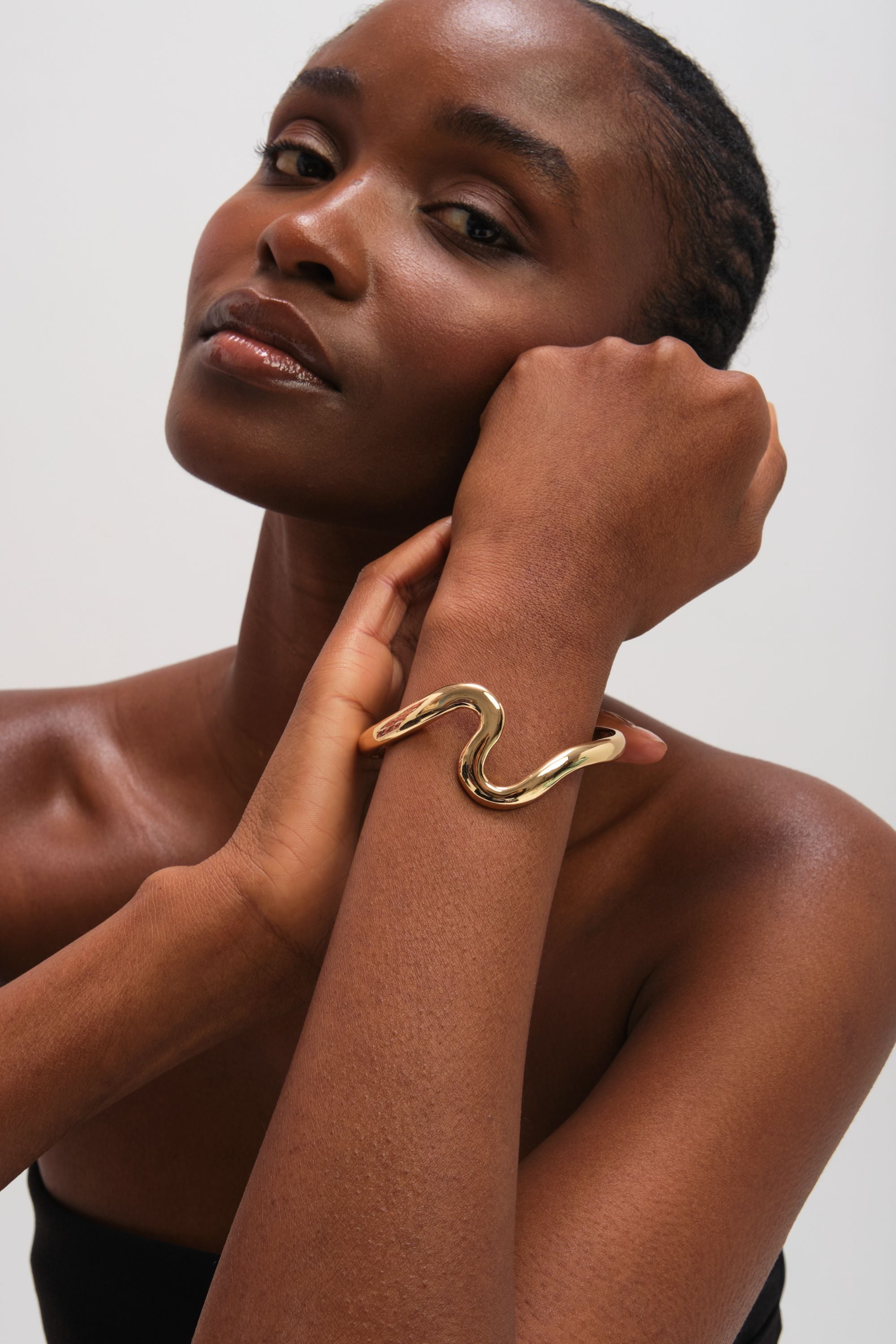 Jon Richard Gold Plated Polished Swirl Bangle image 3