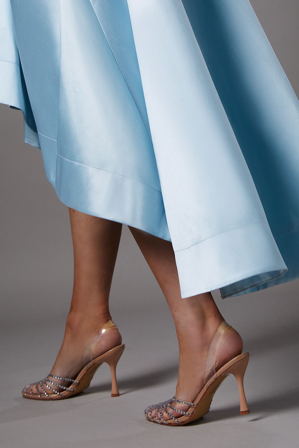 Coast Penny Diamante Caged High Heel Slingback Court Shoes Beige image 4