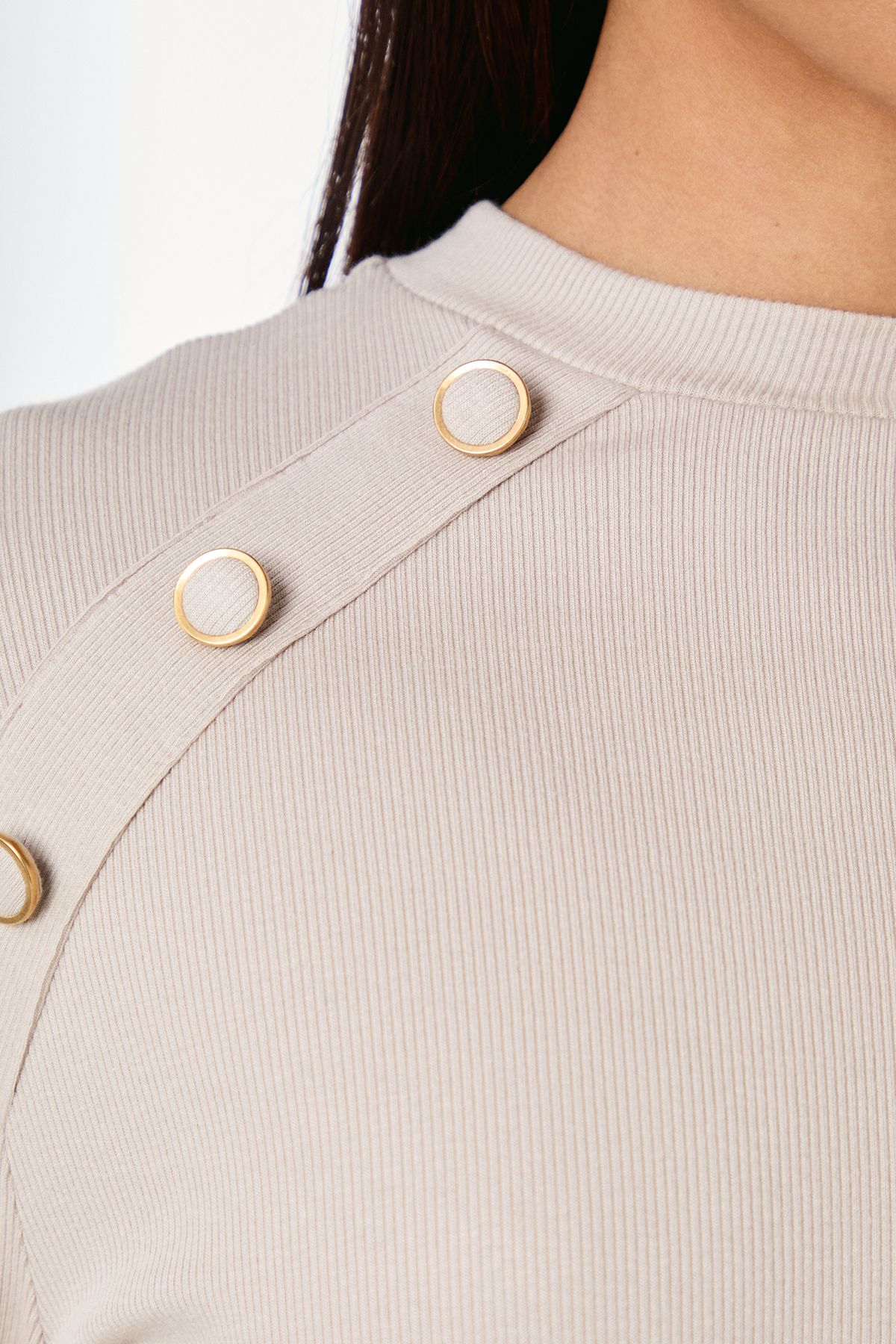 Principles Button Detail Rib Dress Oatmeal image 5