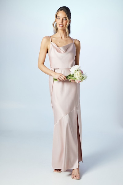 Coast Cowl Neck Satin Slip Maxi Bridesmaid Dress Blush