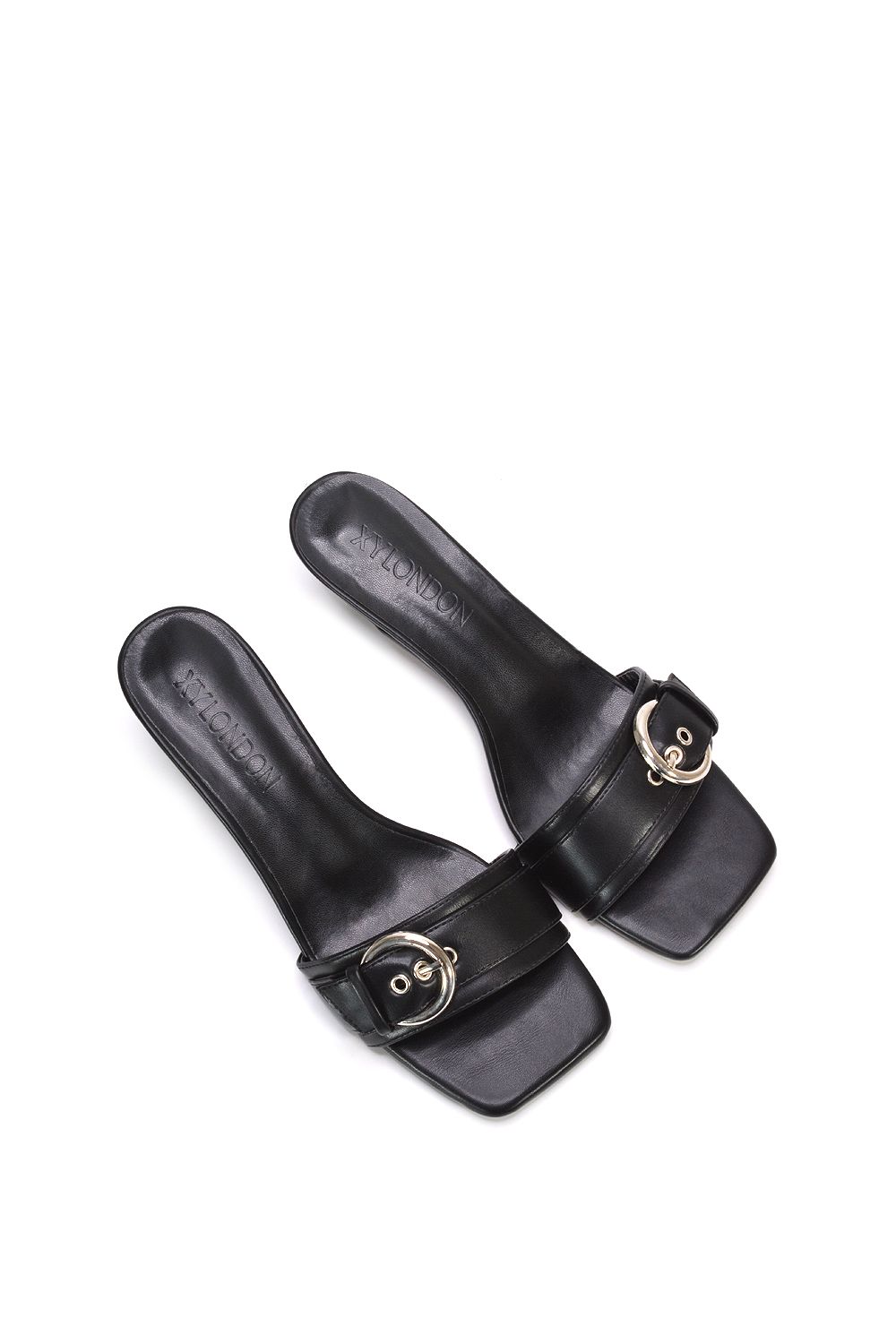 XY London ‘Addison’ Kitten Heel Slip On Mule Sandals With Buckle Detail image 6