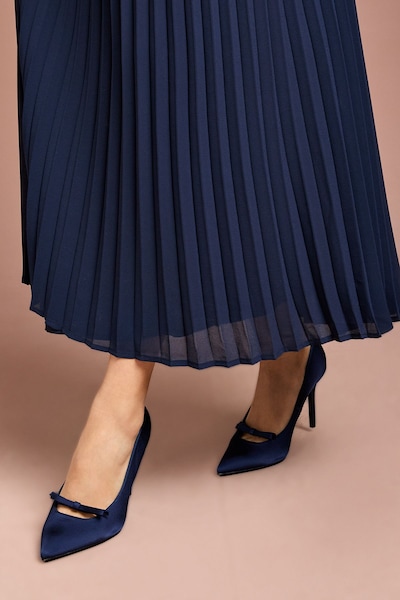 Coast Charlotte Satin Bow Detail High Stiletto Court Shoes Navy